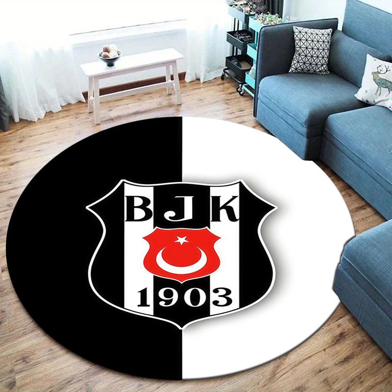 Besiktas Gymnastics Club Round Area Rug,Carpet Rug for Living Room Bedroom Sofa Playroom Decor,Non-slip Floor Mat