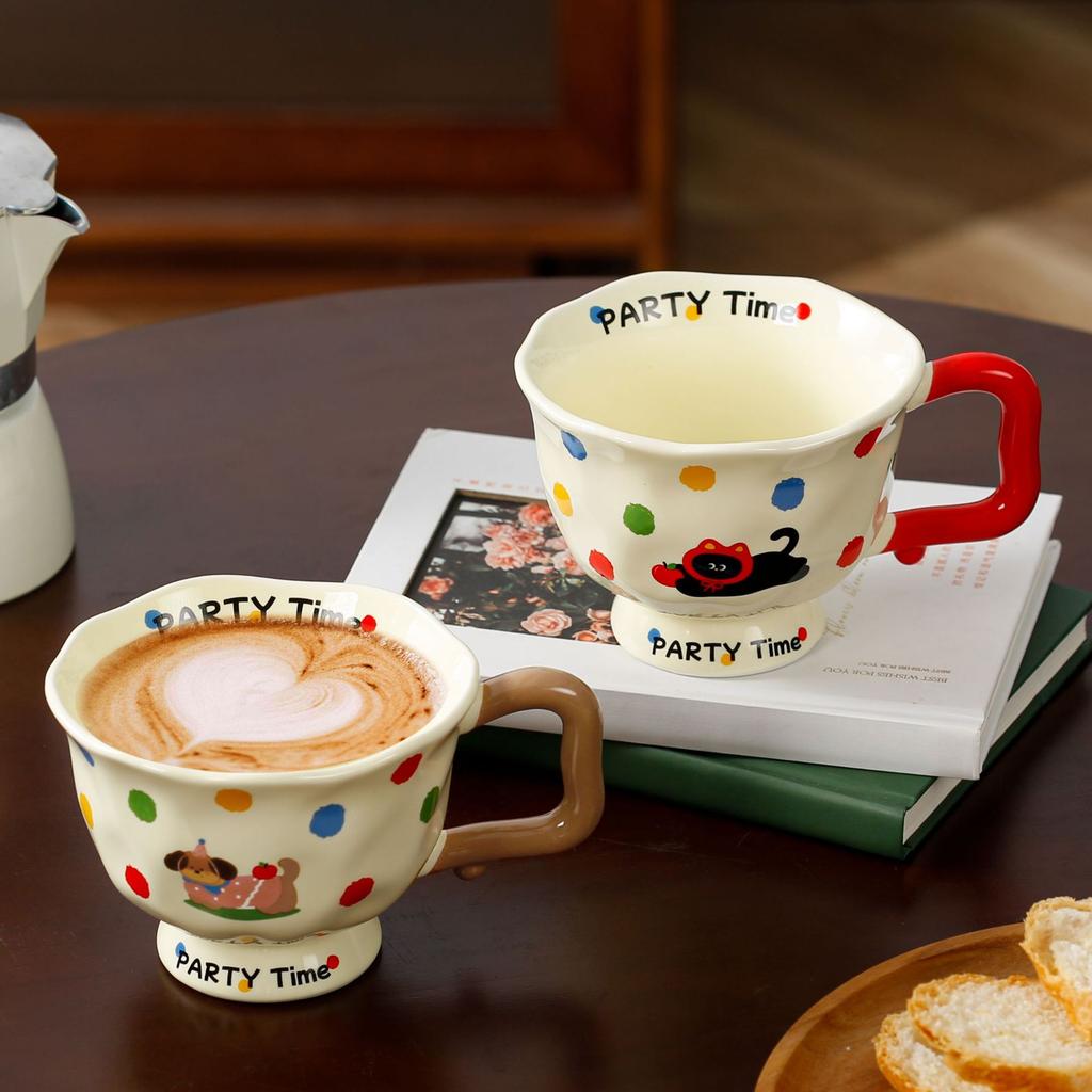 High-value mug, cute ceramic large-capacity cup with spoon, coffee milk breakfast cup, household drinking cup