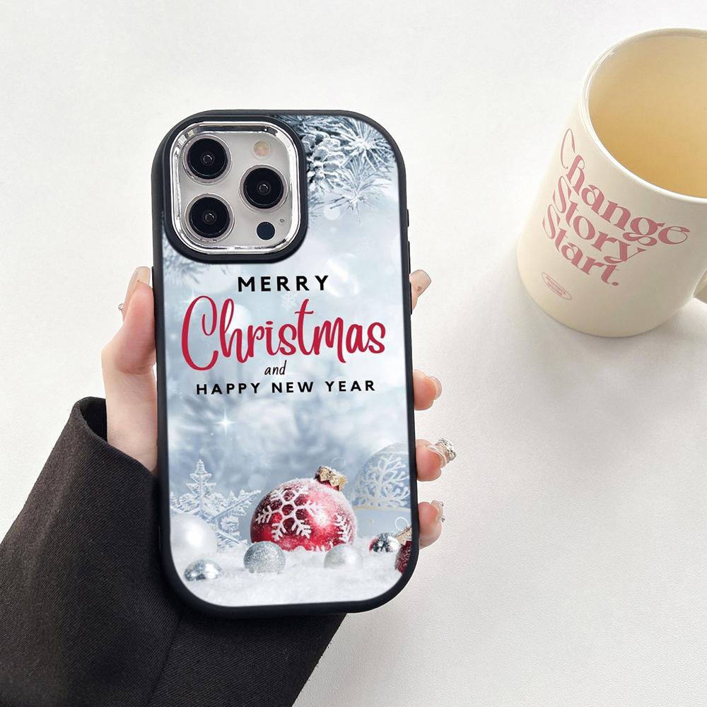 N106 Godt nyttår jul myke telefonvesker til Samsung S24 S23 Plus A15 A35 A54 Infinix Hot 40i Tecno Plating Frame Kamerabeskytter Bakdeksel