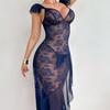 Sexy Lace Mesh Nightgown: European & American Deep V Temptation