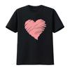 Soft Linen Heart Print T Shirt Cute Valentines Day Womens Valentine Outfit Vintage Washed Breathable Graphic Unisex