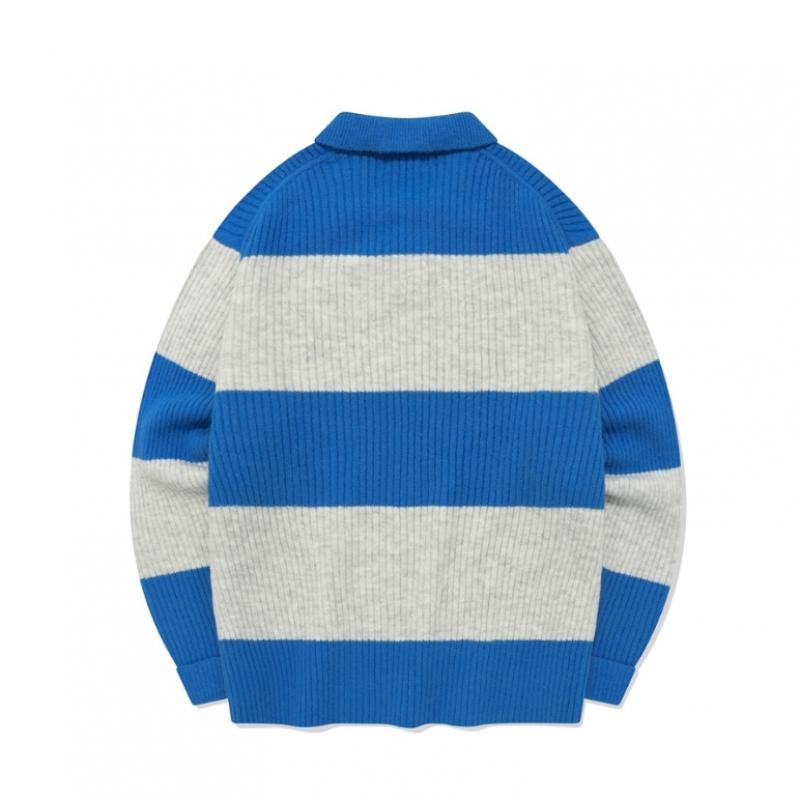 Coverknot Bărbați Pulover Tricotat cu Guler cu Dungi Colorate Co2303kt17 Bl Gn