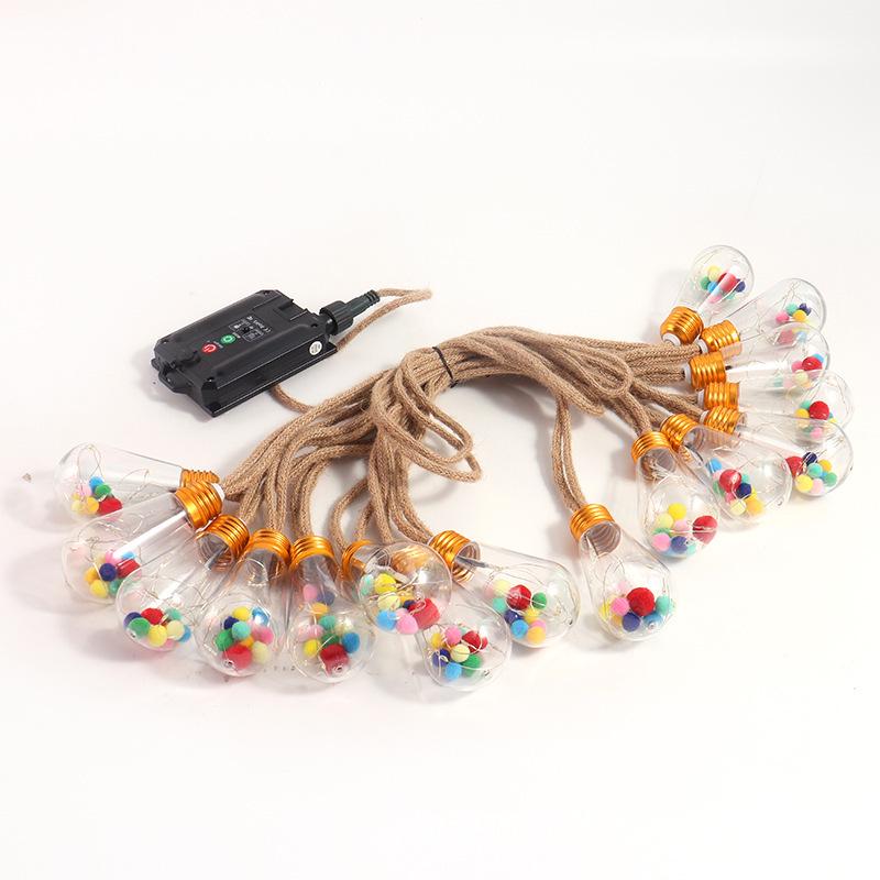 Solar Jute Rope Garden Lights - Outdoor Waterproof Copper Wire Bulbs for Decorative Camping Atmosphere