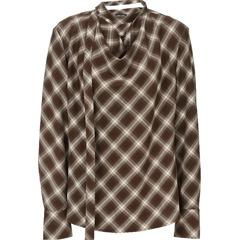 VEROMODA Women s Plaid Tie-Neck Blouse M
