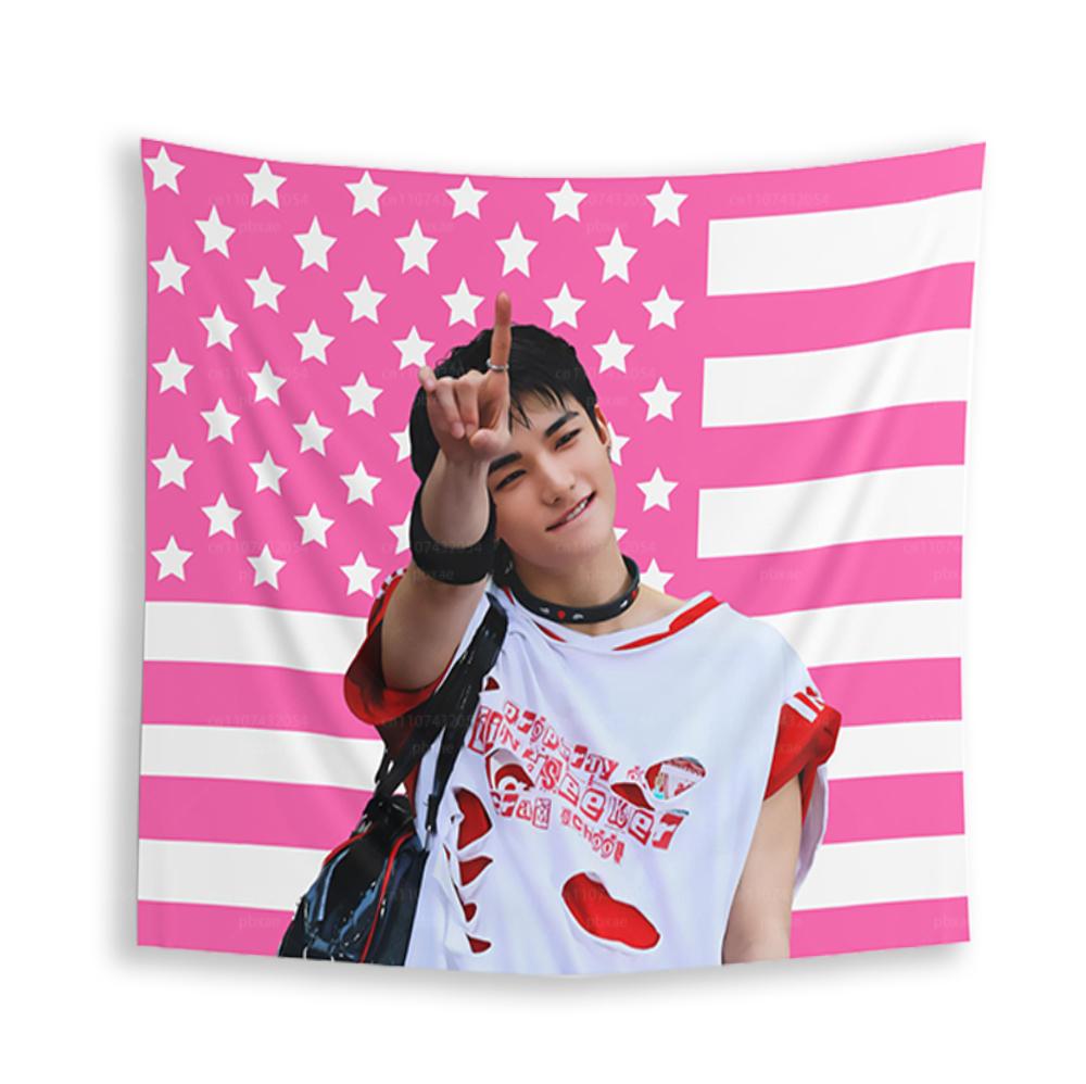 Hyunjin Pink American Flag Tapestry skz Concert Banner 74x94cm(29x37in)