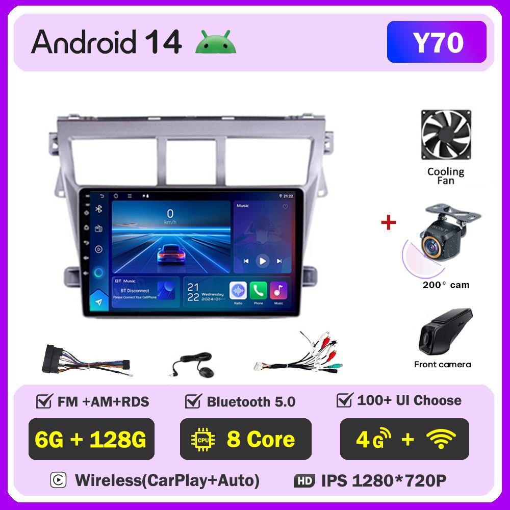 For Toyota Vios Yaris 2007 2008 -2012 Car Radio Player Car Carplay Screen Autoradio Mirror Link Car Intelligent Systems 8 Core