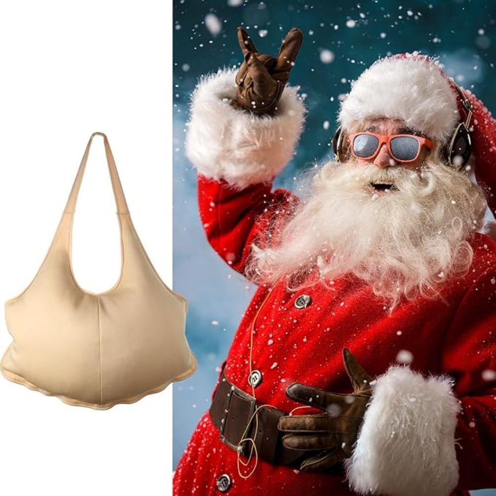 Polyester Santa Costume Khaki Color Zipper Santa Costume New Fake Padded Belly Santa Suit