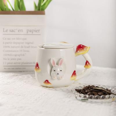 Keramik-Pilztasse Dreidimensional Handbemalt Niedlich Niedlich Kaninchen Rabatt Kleines Mädchen Wasserbecher Mit Tasse Kaffeetasse Hoher Wert Geschenkbecher