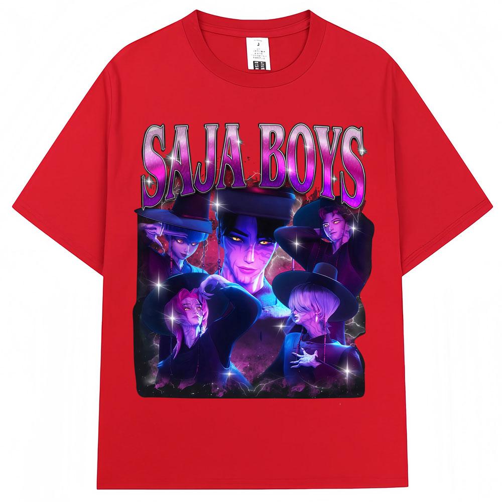 Žhavé Anime KPop Lovci démonů Saja Chlapecká trička Harajuku Vintage Manga Pánská Dámská trička Volná Bavlněná Ležérní Trička Streetwear