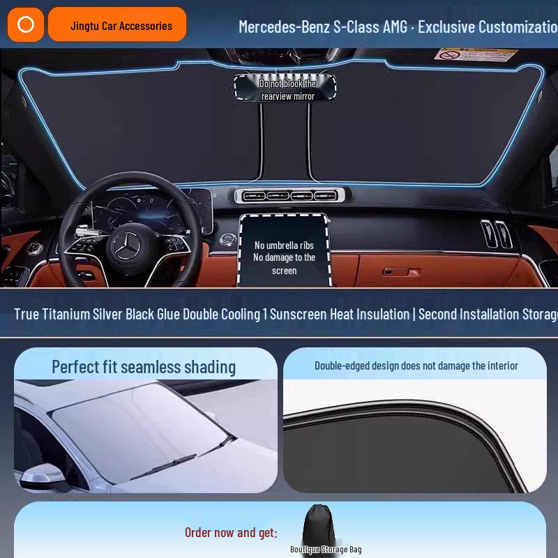 Mercedes Sunshade for GLC, C260L, E300L, GLB C-Class - Windshield Heat Insulation Curtain