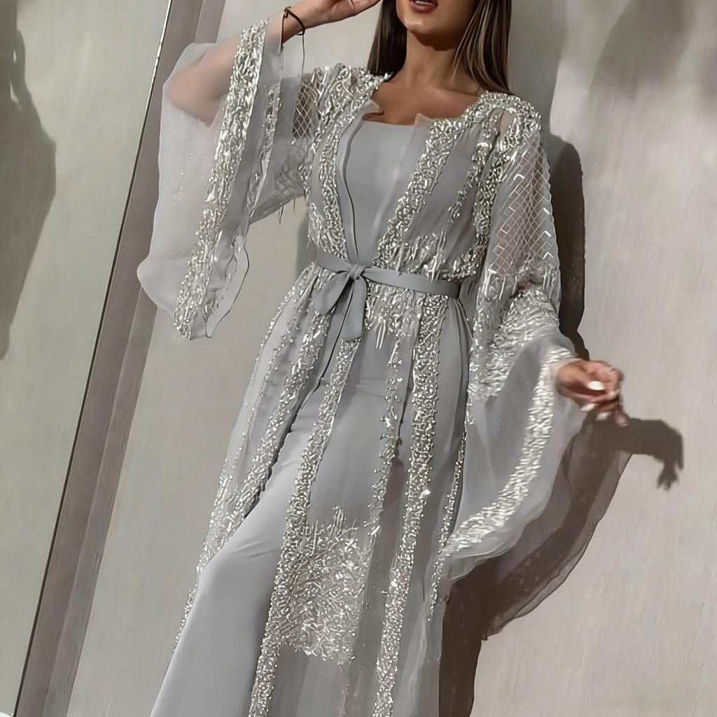 2025 European & American Sexy Shawl Two-Piece Evening Dress for Women