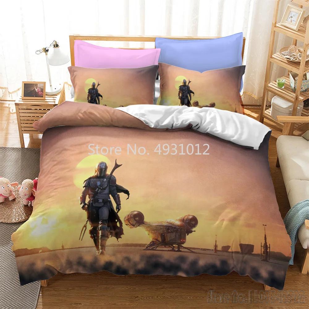 Anime 3D Printed Warrior Mandalorian Child Bedding Set Baby Duvet Cover Sets Bedclothes Twin Single King Kids Adult Gift
