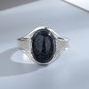 Lover's Vintage 10*14mm Bluesand Stone Ring for Women Men CopperPlated Oval Natural Gemstone Jewelry Party Anniversary Gift