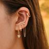 Latest Zircon Crystal Cubic Zircon Stylish Jewelry Crystalline Small Hoops Sets Long Gold Color Chain Earrings Women Twist Beads Huggie Stylish