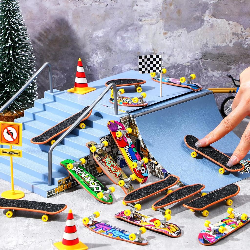 Hiboom 50 Pack Fingerboard Finger Skateboards Professional Finger Boards Collectible Mini Skateboards Creative Fingertips Movement Toys Finger Sports