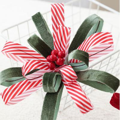 New 25CM Artificial Poinsettia Flower Flocking Fabric Ribbon Simulation Flowers Christmas Flower Christmas Decoration
