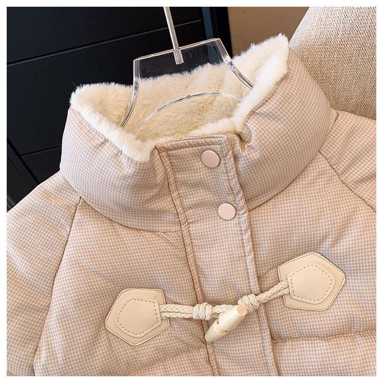 Women Jacket Cow Horn Buckle Bread Clothing Winter Thickened Warm Cotton Women Short Loose Cotton Comfortable and Youthful Women Outerwears Coats