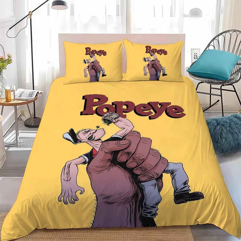 Exquisites Süßes Cartoon P-popeye Bettwäsche-Set Kinder Bettbezug Kissenbezug Jugend Kinder Mädchen Jungen Geschenk Schlafzimmer Dekoration 135x200cm