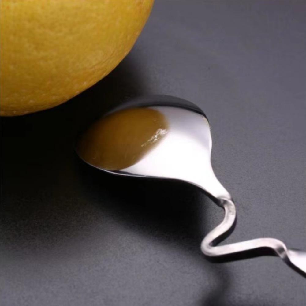 4pcs Stainless Steel Hanging Cup Spoon Twisting Teaspoons Polished Mixing Spoon Coffee Milk Tea