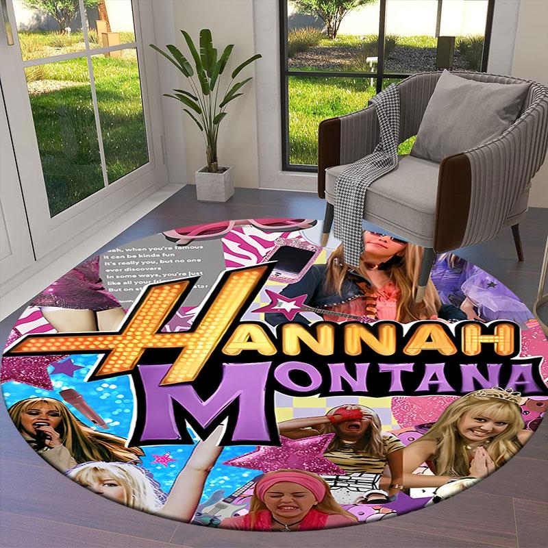 Hannah Montana Okrągły Dywanik, Dywan do Salonu, Sypialni, na Sofę, do Pokoju Zabaw, Antypoślizgowa Mata Podłogowa