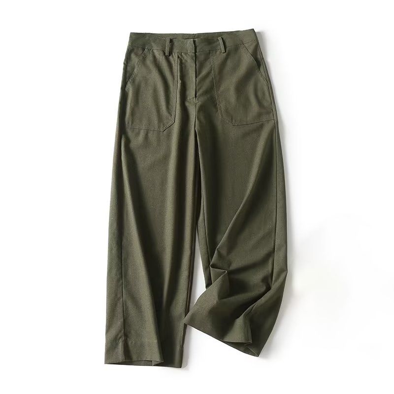 

MD Women s Clothing 2023 Summer New Arrival Workplace Work Clothing Pocket Decoration Linen Suit Pants Casual Pants Women 05080575711 Green L