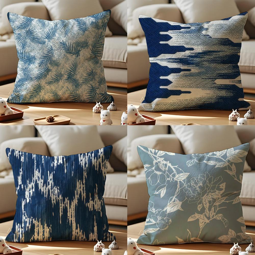 Printing Style Cushion Cover Anti-dustmite Pillowcase Invisible Zipper Silky Short Plush Sofa Cushion Cover