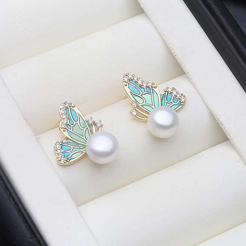 

Real Natural Freshwater Pearl Stud Earrings,Silver 925 Cultured River Pearl Earrings Wife Mother Birthday Gift White Black