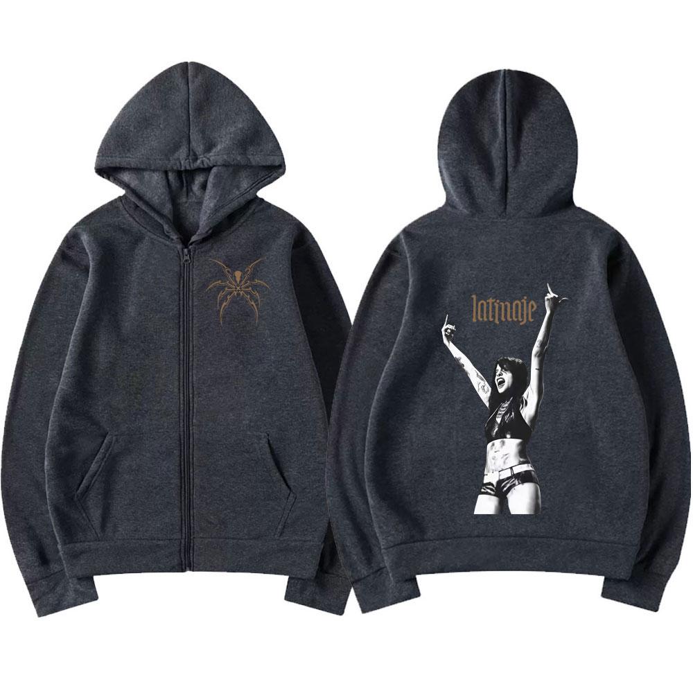 Sängerin Cazzu Album Cover Reißverschluss Kapuzenpullover Herren Damen Mode Übergroße Kleidung Trend Stil Sweatshirts Langarm Jacken