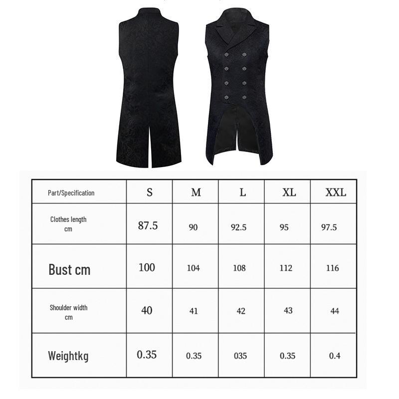 2025 Gothic Medieval Men's Vest and Waistcoat Set for Spring/Autumn - European & American Style Stage Costume