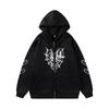 Cross-border Spider Web Heart Print Fleece-Lined Hooded Cardigan
