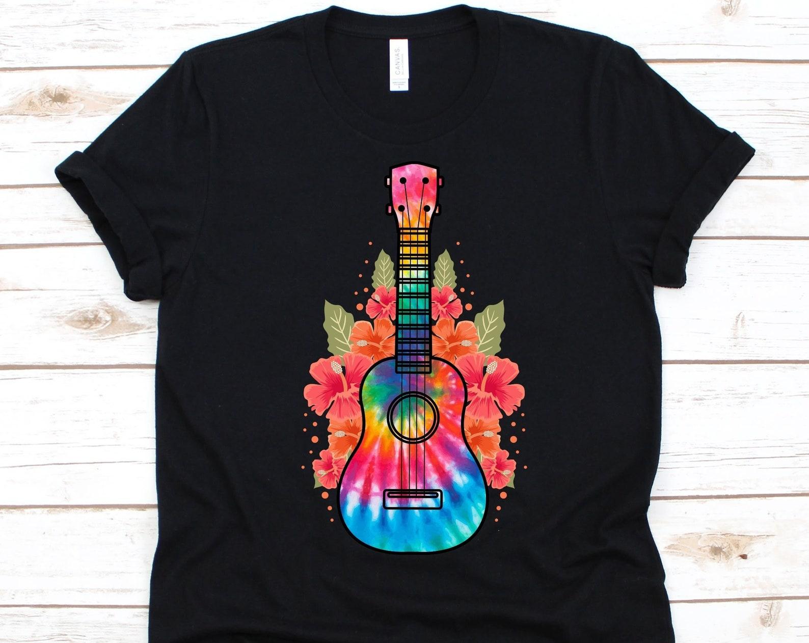 Hawaiian Ukulele Flower Shirt, Ukulele Design, Ukulele Lovers, Musician Shirt, Instrumentalists Gift, String Instrument, Floral Graphic 4XL