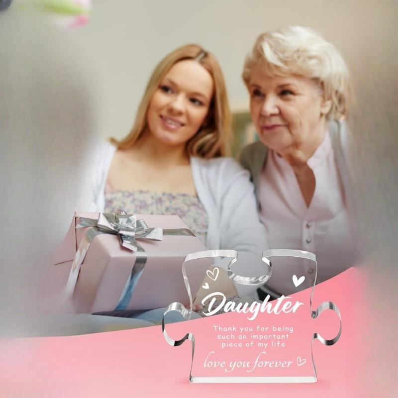 2D Flat, Cherished Daughter Gift Acrylic Table Decoration Plaque, Suitable for Wall Decoration, Porch, Room, Villa, Accents Home, Hallway, or Workplac