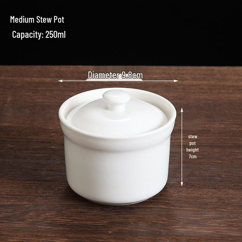 Keramik-Doppelkessel-Schmortopf mit Deckel für Suppe, Vogelnest und gedämpfte Eier