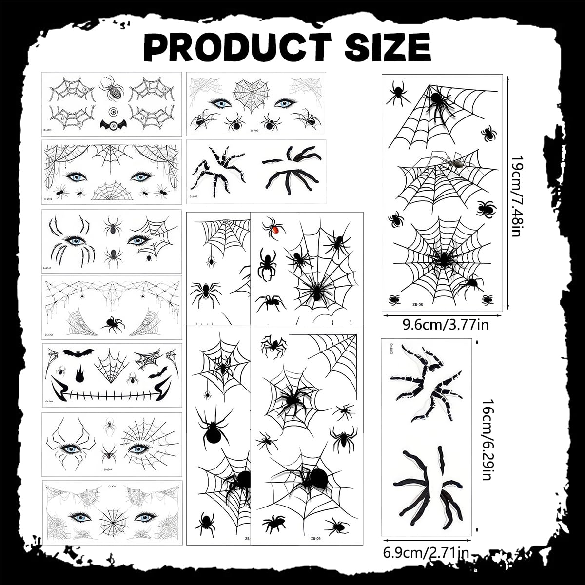 

15 Sheets Halloween Face Eye Shadow Temporary Tattoos Spider Web Bat Eyeshadow Eyeliner Tattoo Stickers Makeup Kit for Women Girls Halloween