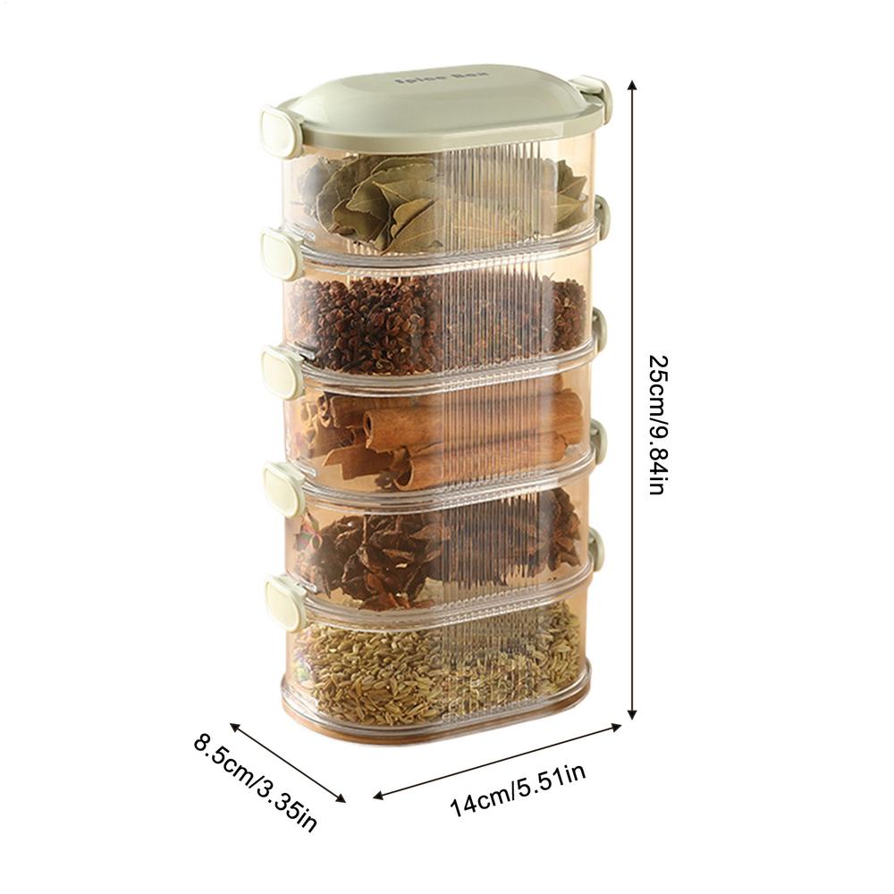 Stackable Spices Storage Boxes Plastic Seasoning Jar Multi-Layer Food Container Crisper Cereal Coffee Beans Sealed Organizers
