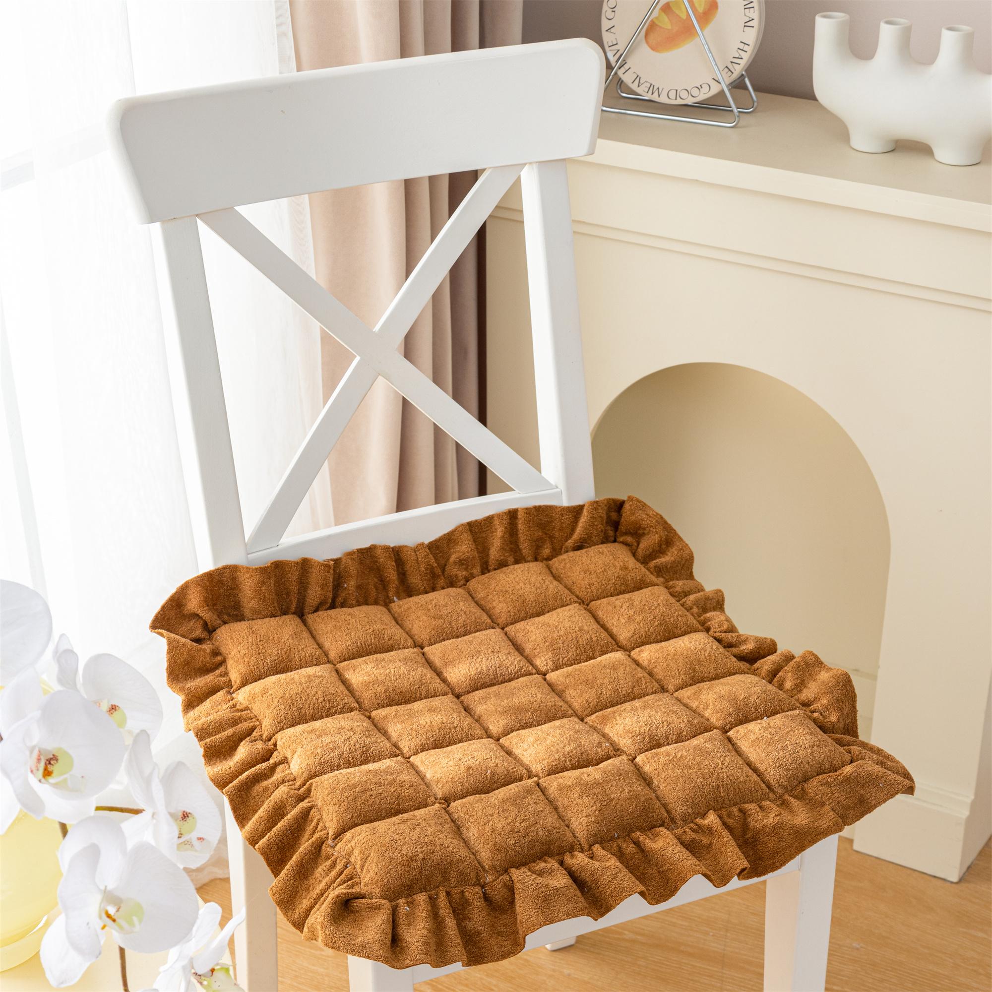 

Плотный стеганый тедди с оборками Чехол на сиденье стула Водоотталкивающий Чехол на обеденный стул с завязками 40x40cm шоколадный