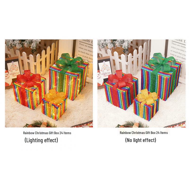 Cross-Border Christmas Luminous Gift Box Set: Outdoor Decorative Lights for Courtyard & Mall Display