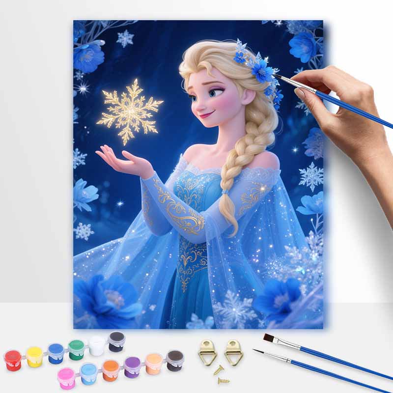 Disney Ice Queen Snowflake Painting by Numbers Hand Filled Drawing Art Kit Home Decor