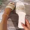 Temu Hot-selling New Metal Spikes Decorative Flat Slippers Daily Wear Square Head Women's Shoes Slippers