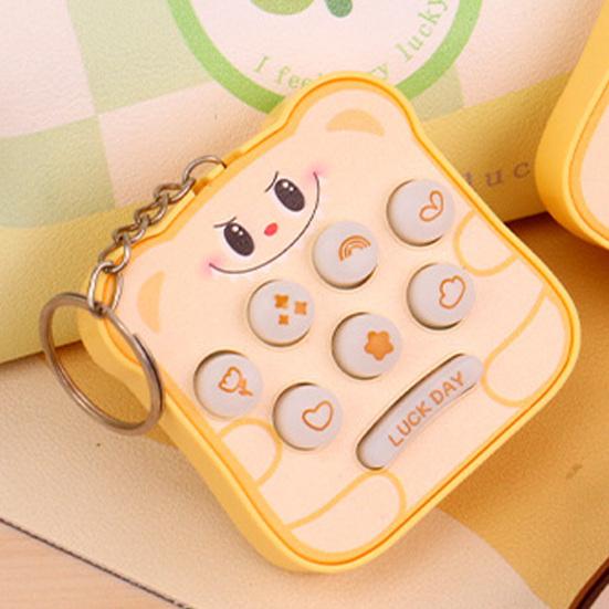 Keychain Toy Interactive Luminous Sound Effects Bread Shape Key Chain Mini Portable Whack-a-mole Decompressing Puzzle