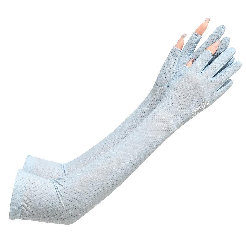 Unisex Ice Silk Sun Protection Arm Sleeves for Spring/Summer – Breathable, Two-Fingerless Design for Driving and Riding