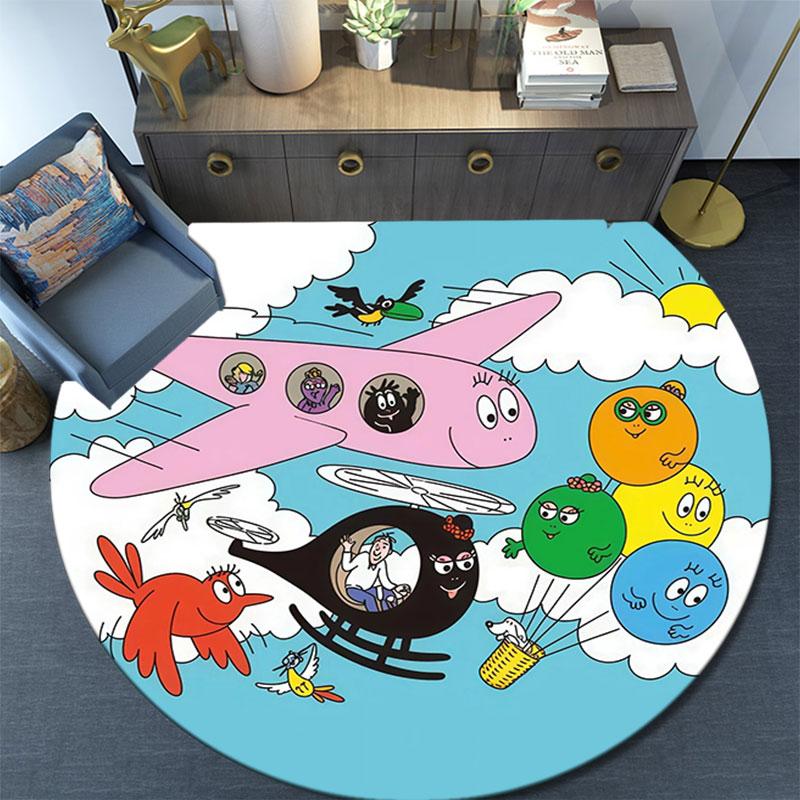 Barbapapa3,Round Area Rug,Carpet Rug for Living Room Bedroom Sofa Playroom Decor,Non-slip Floor Mat