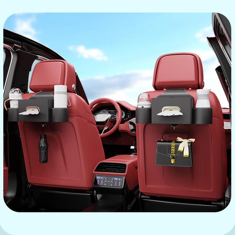 Headrest Storage Box With Hooks Wear-Resistant Seat Back Organizers Car Organizer With Cup Holders For Bottles Snacks Toys Wipes
