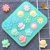 12 Holes Silicone Chocolate Candy Molds Flower Chocolate Molds Ice Cube Gummy Pudding Molds for DIY Cake Decoration Baking Tool