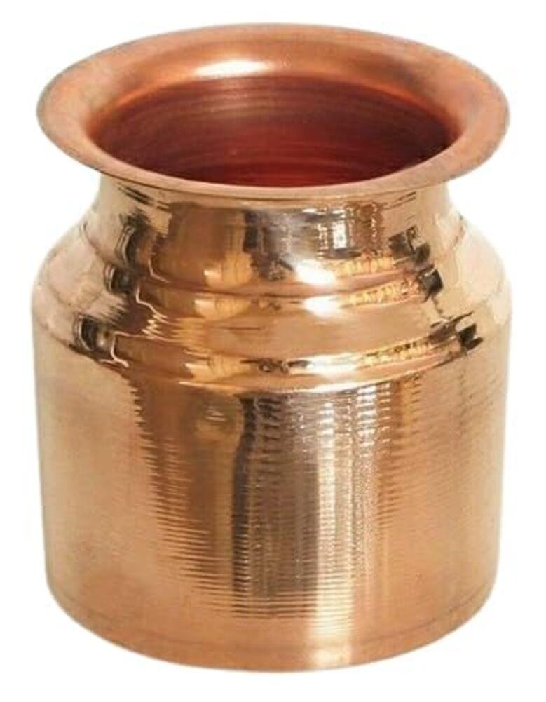 Nirmal Ganga Pure Copper Kalash Lota Set 250ML – Traditional Puja Copperware Pack of 1