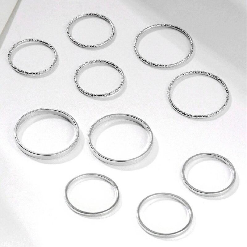 20pcs Gold-color And Silver-plated Ring Ladies Simple Style Fine Finger Ring Joint Ring Index Finger Brass And Iron Jewelry