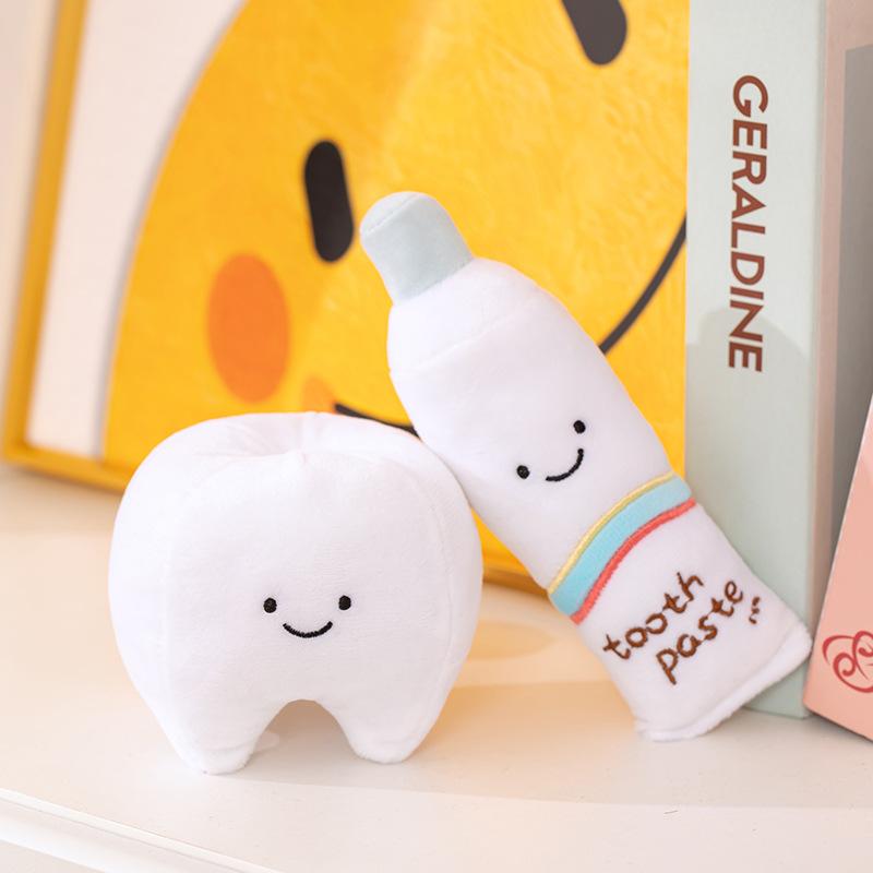 Creative and Interesting Toothpaste Toothbrush Doll Simulated Teeth Plush Toy Doll Desktop Decoration Ornament Doll
