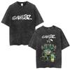 British Classic Virtual Band Gorillaz Poster Tshirt Men Women Streetwear Hip Hop Vintage Washed Cotton Top Oversized Summer Tee