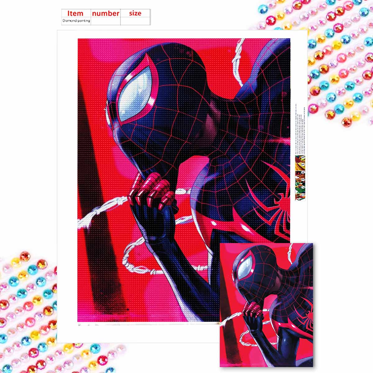 

Полная круглая алмазная живопись Человек-паук под маской Искусство Стразы Картина Мозаика Сделай сам 5D Вышивка крестом Домашнее украшение Round 20x30cm