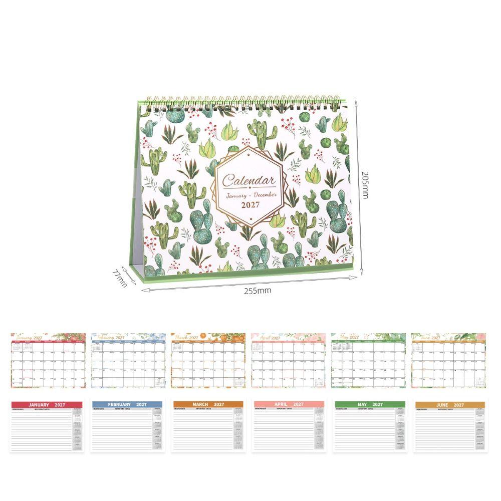 Jan. 2027 - Dec. 2027 Double-coil Calendar Foldable English Calendar  Home